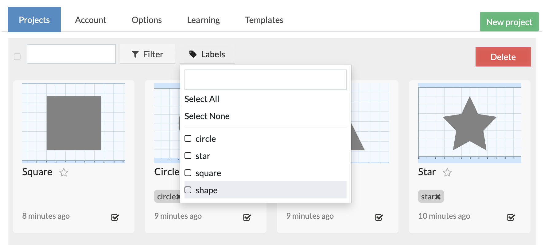 Assign a label to multiple projects